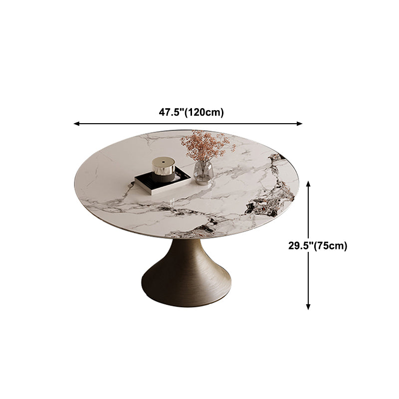 Traditional Luxury Round Table Stone Top Gold Base Dining Table