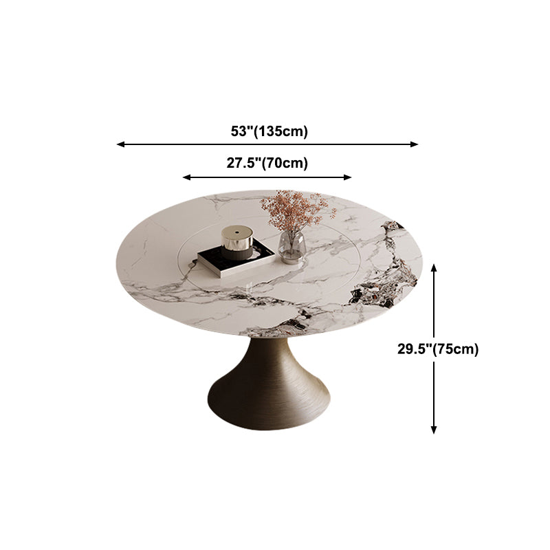 Traditional Luxury Round Table Stone Top Gold Base Dining Table