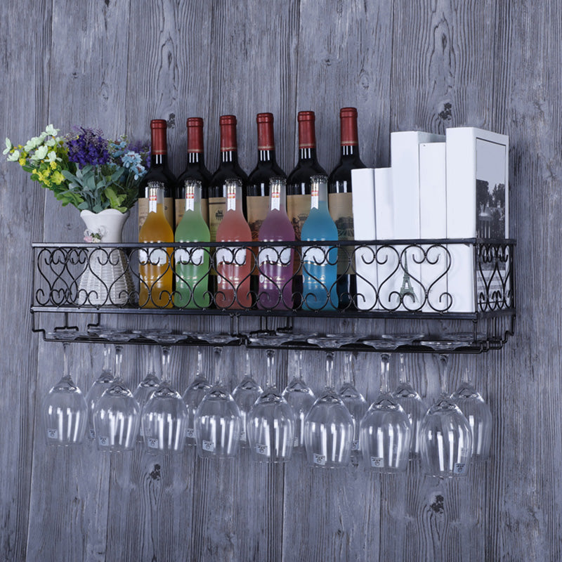 Metal Wall Mounted Wine Glass Stemware Rack Holder Industrial Wine Holder