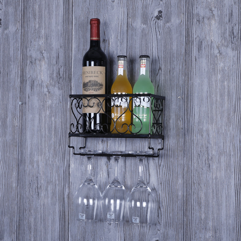 Metal Wall Mounted Wine Glass Stemware Rack Holder Industrial Wine Holder