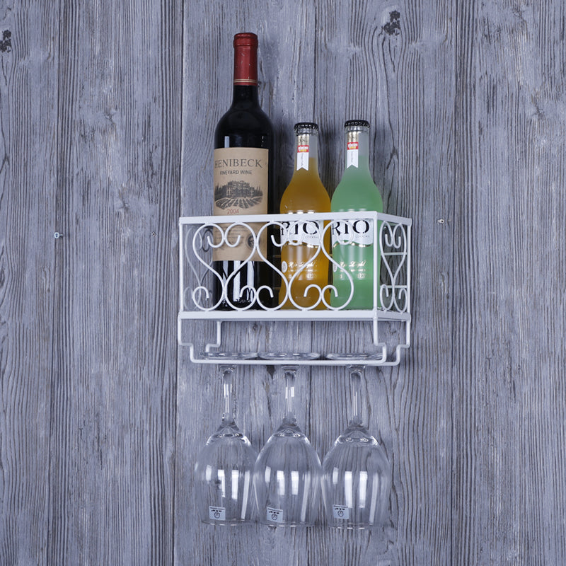 Metal Wall Mounted Wine Glass Stemware Rack Holder Industrial Wine Holder