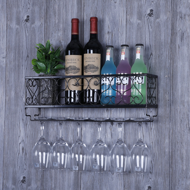 Metal Wall Mounted Wine Glass Stemware Rack Holder Industrial Wine Holder