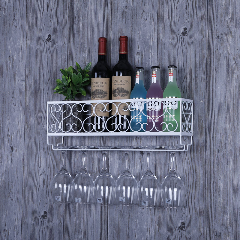 Metal Wall Mounted Wine Glass Stemware Rack Holder Industrial Wine Holder