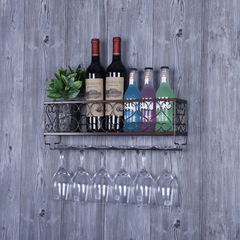 Metal Wall Mounted Wine Glass Stemware Rack Holder Industrial Wine Holder