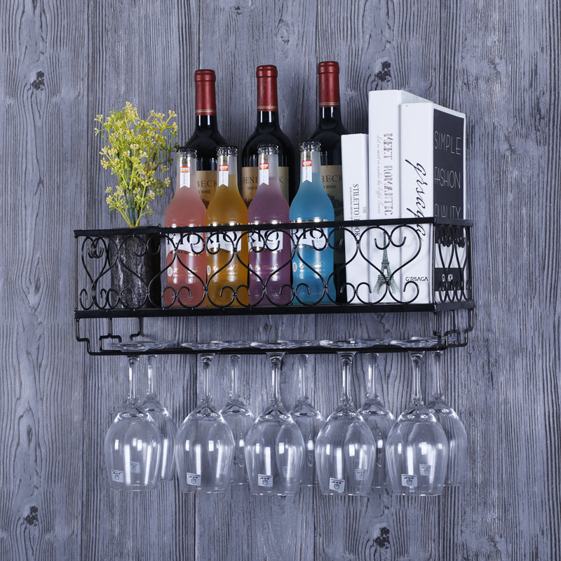 Metal Wall Mounted Wine Glass Stemware Rack Holder Industrial Wine Holder