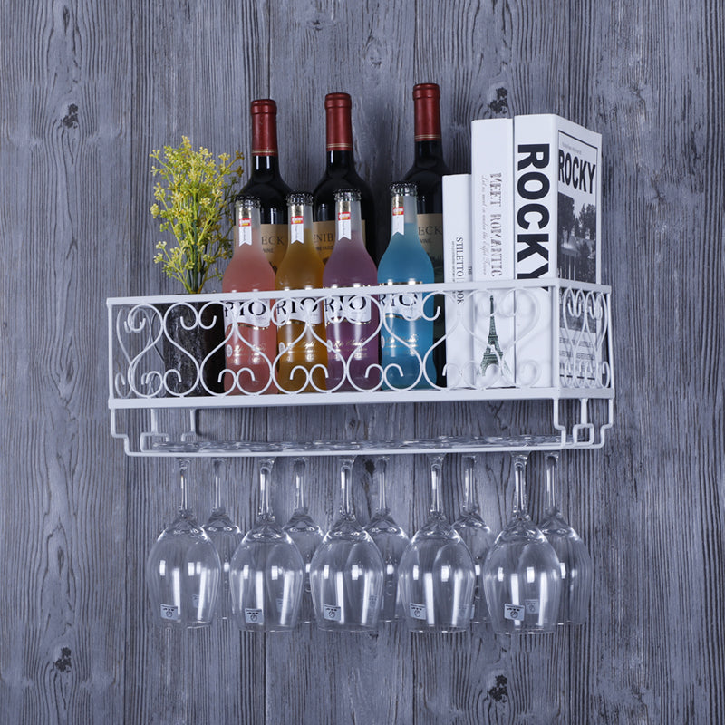 Metal Wall Mounted Wine Glass Stemware Rack Holder Industrial Wine Holder