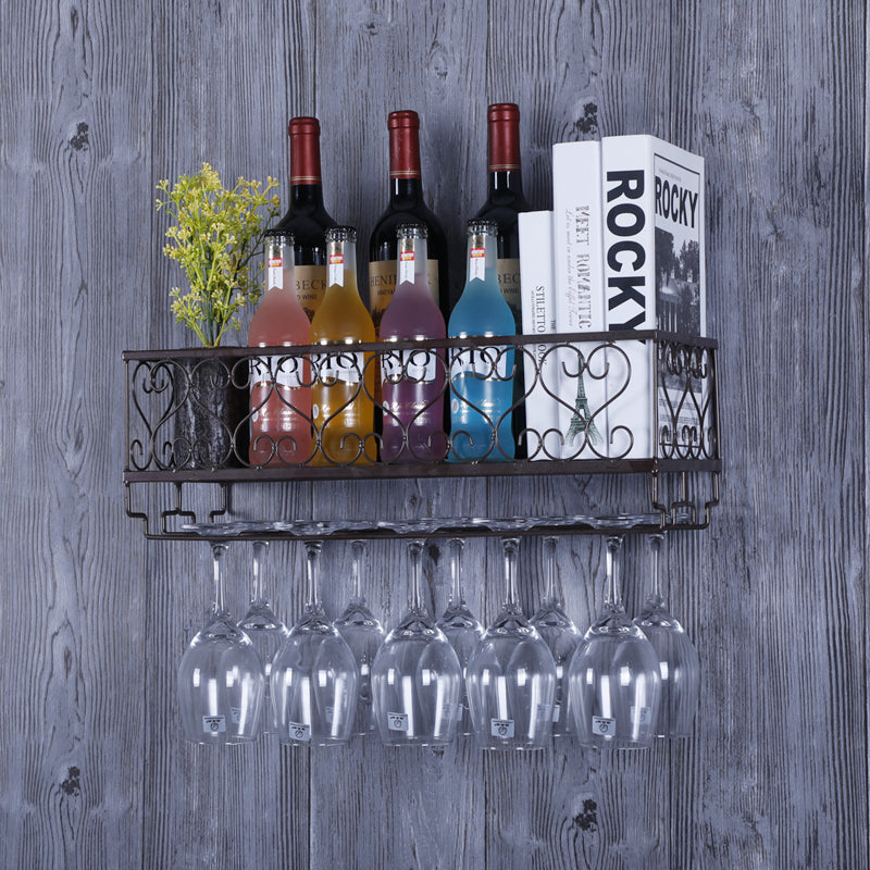 Metal Wall Mounted Wine Glass Stemware Rack Holder Industrial Wine Holder