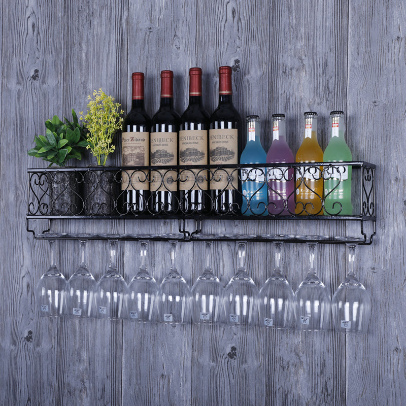 Metal Wall Mounted Wine Glass Stemware Rack Holder Industrial Wine Holder