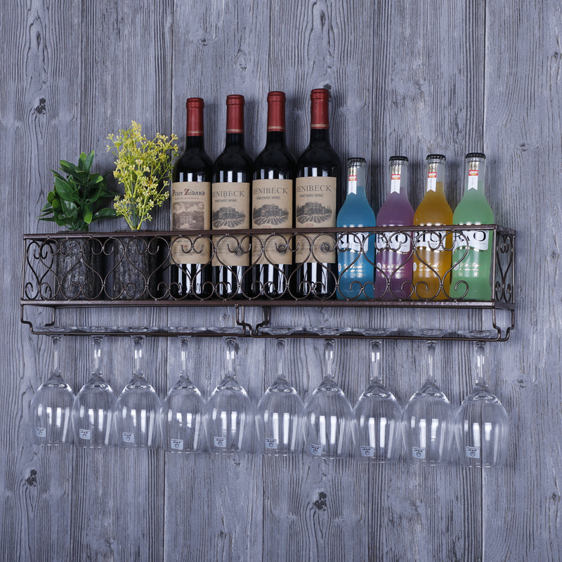 Metal Wall Mounted Wine Glass Stemware Rack Holder Industrial Wine Holder