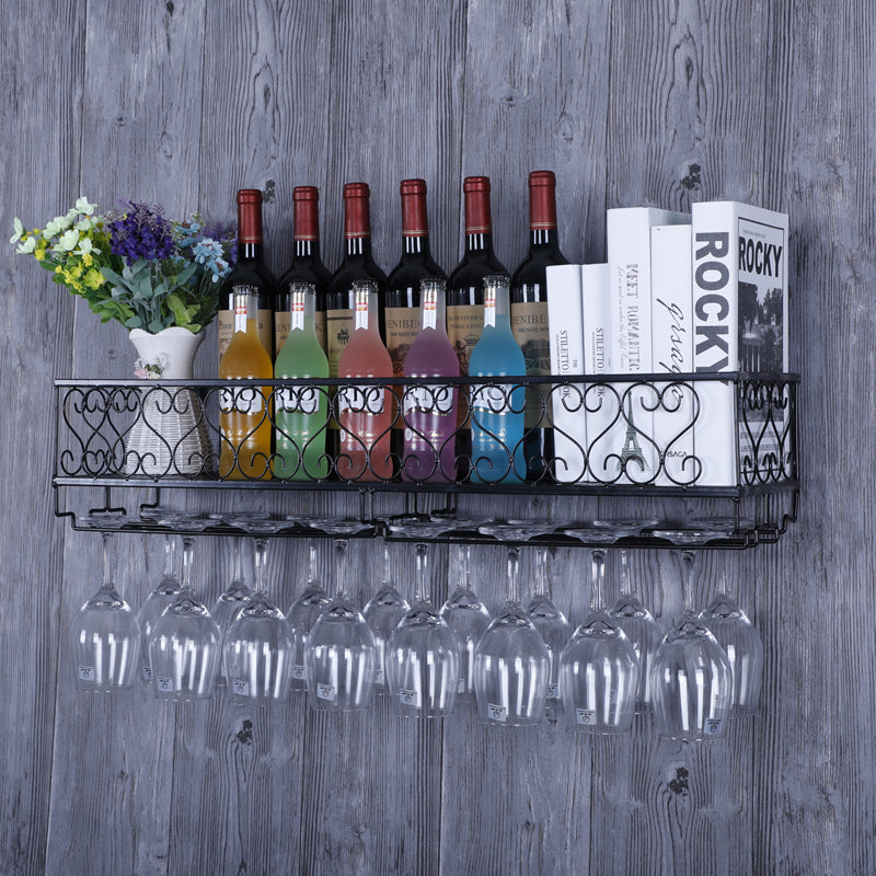 Metal Wall Mounted Wine Glass Stemware Rack Holder Industrial Wine Holder