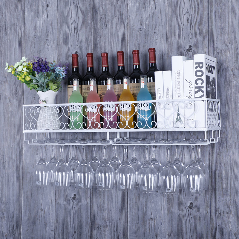 Metal Wall Mounted Wine Glass Stemware Rack Holder Industrial Wine Holder