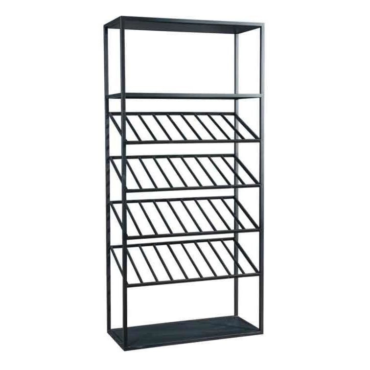 Modern Floor Wine Bottle & Glass Rack Metal  Wine Rack with Shelf