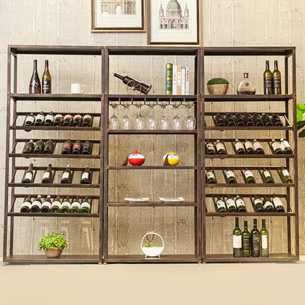 Modern Floor Wine Bottle & Glass Rack Metal  Wine Rack with Shelf