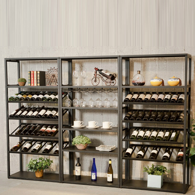 Modern Floor Wine Bottle & Glass Rack Metal  Wine Rack with Shelf