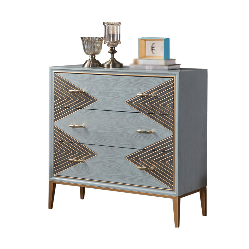 Glam Living Room Sideboard with Drawers Wood and Metal Buffet Server