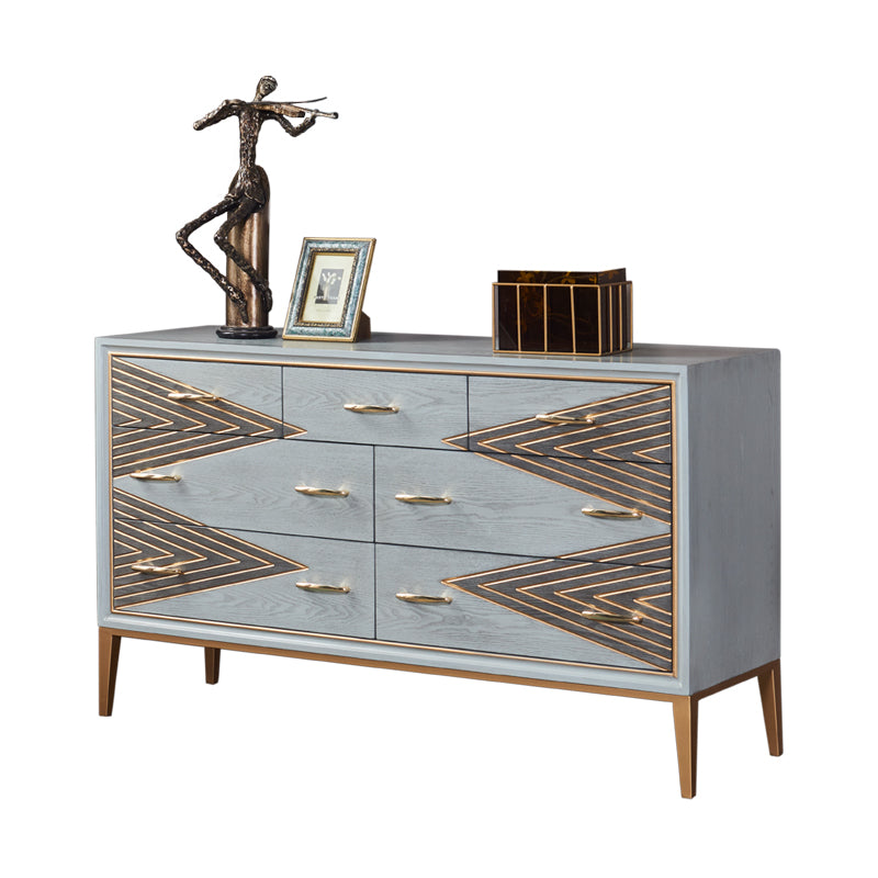 Glam Living Room Sideboard with Drawers Wood and Metal Buffet Server