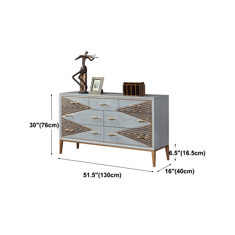 Glam Living Room Sideboard with Drawers Wood and Metal Buffet Server