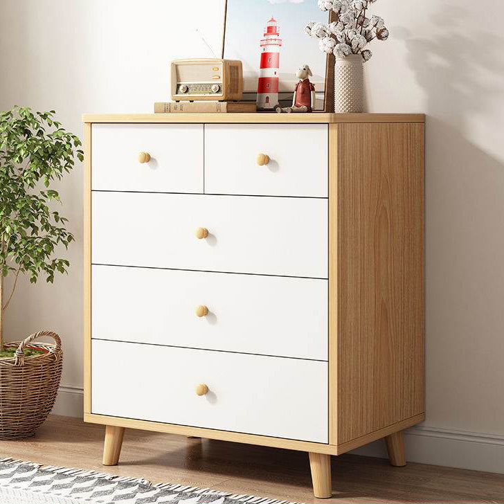 Modern Engineered Wood Sideboard Simple Beige Buffet Table with Drawer for Dining Room