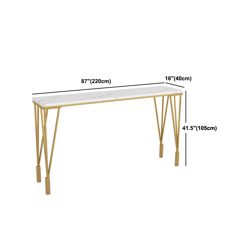 Marble Top Rectangle Bar Table Luxurious Bistro Table with 4 Legs in Gold