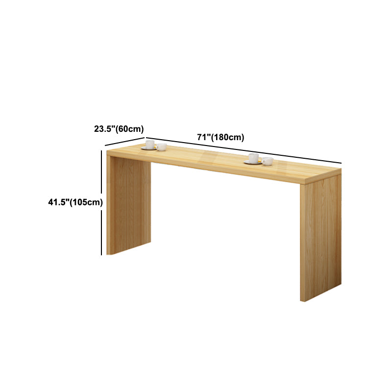 Rectangle Solid Wood Bistro Table Modern Pub Table with Double Pedestal in Nature