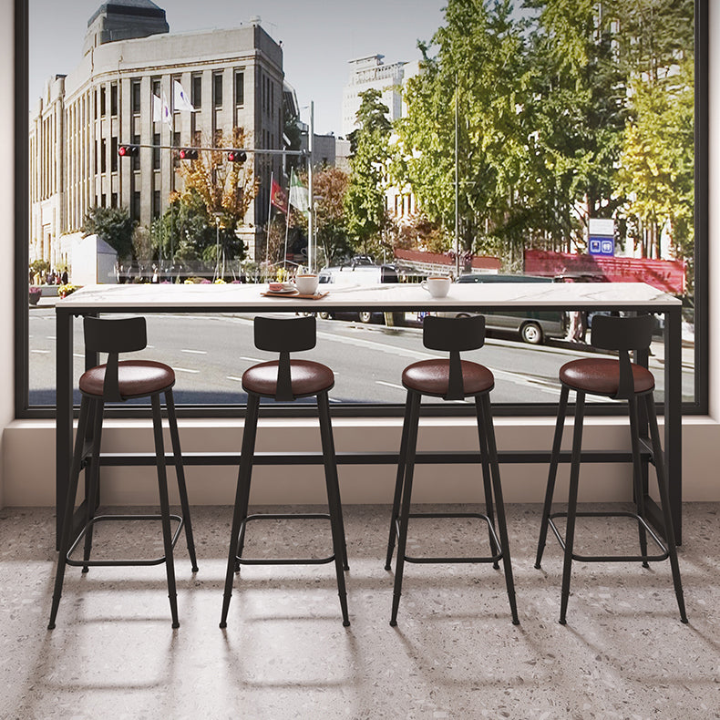 Industrial Rectangle Bar Wine Table White Stone Trestle Cocktail Bar Table for Shop