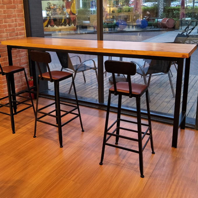 Indoor Natural Bistro Bar Table Rectangle Industrial Wood and Metal Bar Table