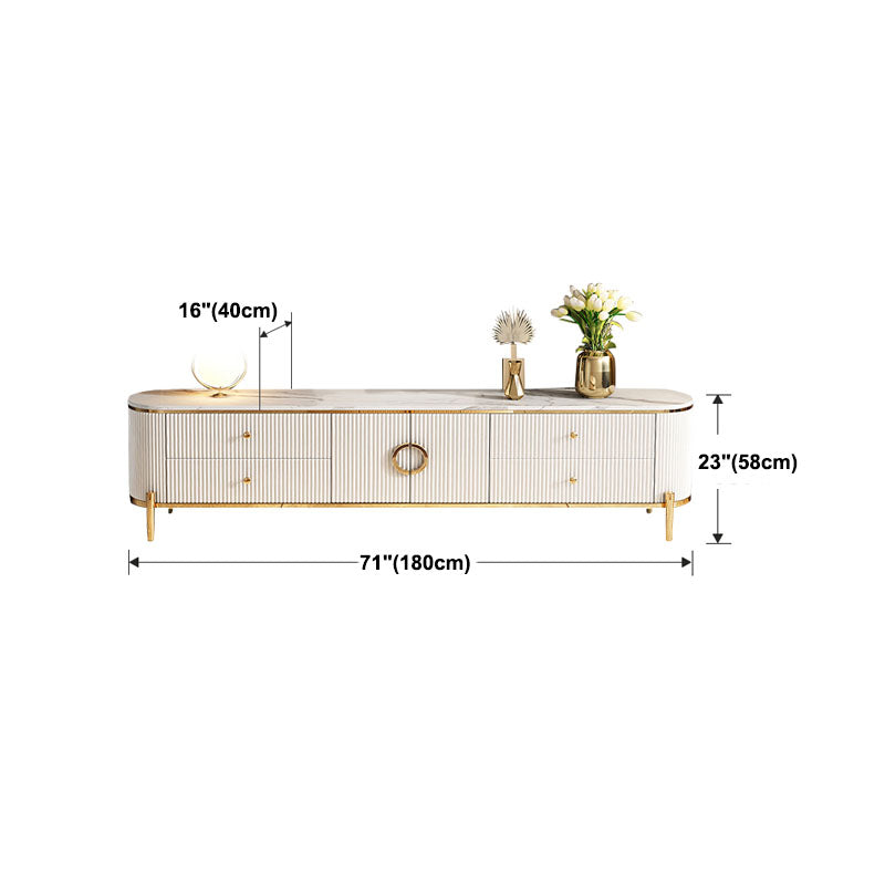 Glam Style TV Stand White TV Console with 4 Drawers and Cabinet