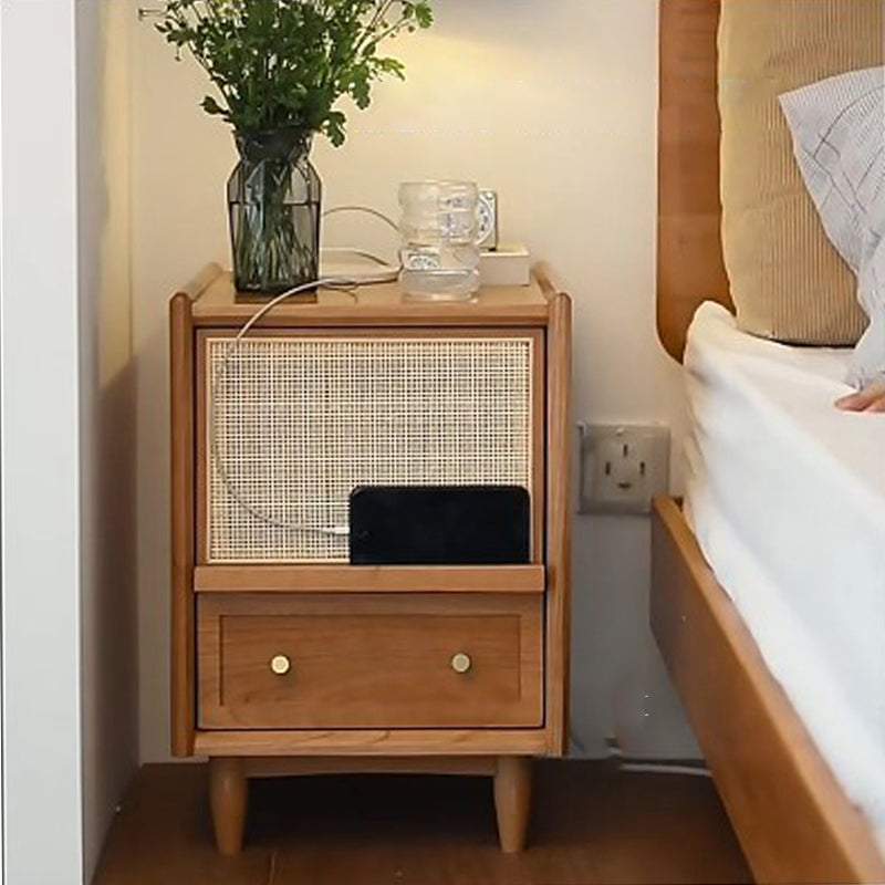 Drawer Storage Bed Nightstand Modern Pine Wood Night Table for Bedroom