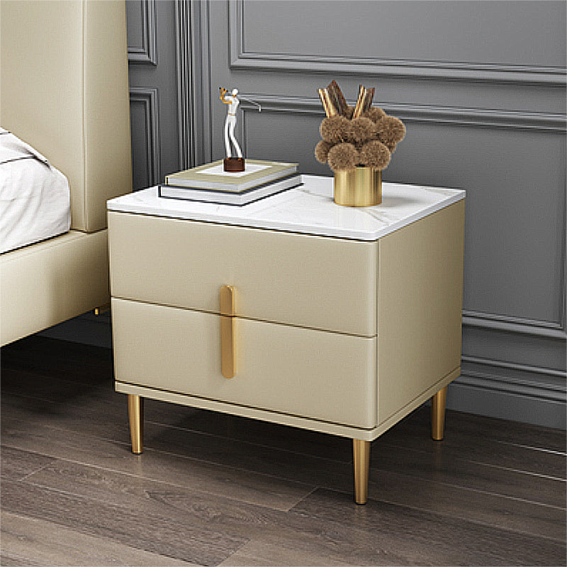 20 Inch H Nightstand Modern Stone Top 2-Drawer Storage Legs Included Bed Nightstand