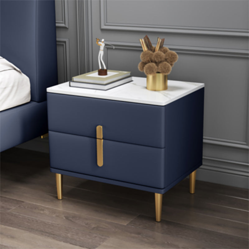 20 Inch H Nightstand Modern Stone Top 2-Drawer Storage Legs Included Bed Nightstand