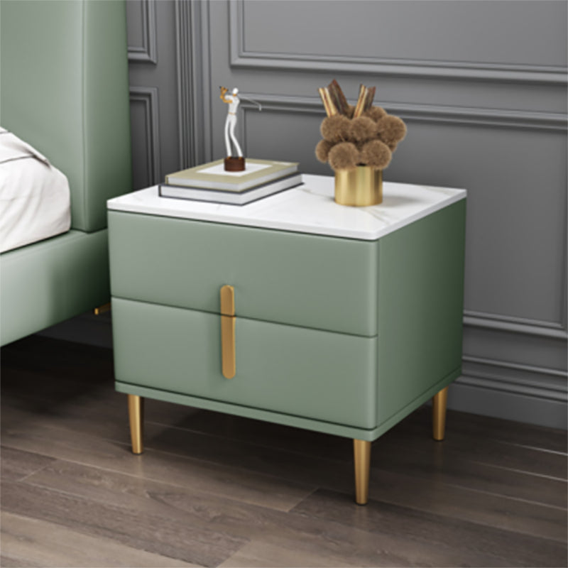 20 Inch H Nightstand Modern Stone Top 2-Drawer Storage Legs Included Bed Nightstand