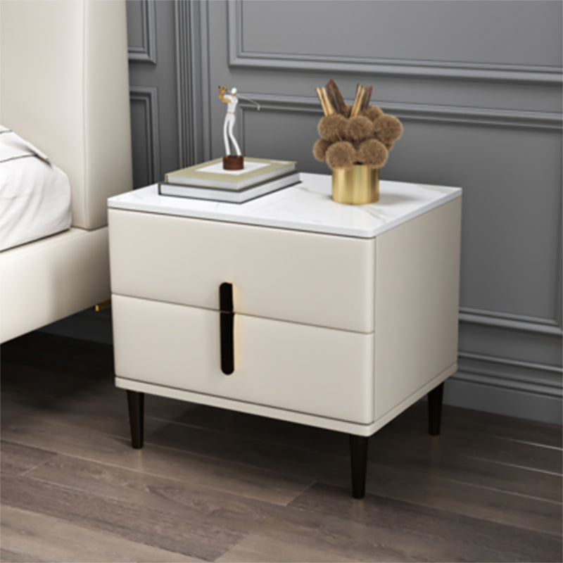 20 Inch H Nightstand Modern Stone Top 2-Drawer Storage Legs Included Bed Nightstand