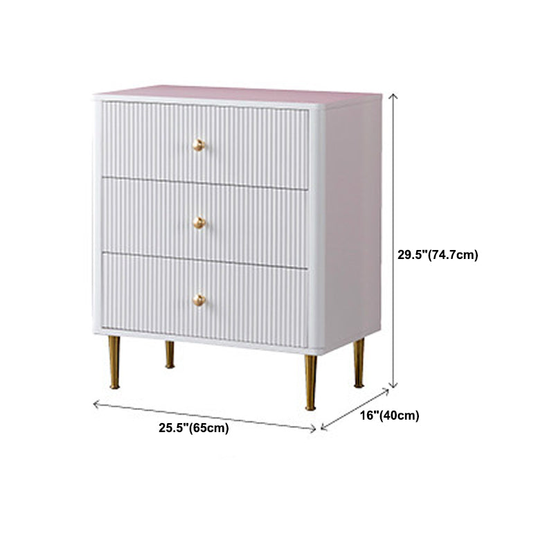 Contemporary Glam Chest Vertical White Storage Chest with Metal Feet