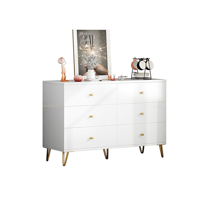 Contemporary Chest Horizontal White Wood Storage Chest with Metal Feet