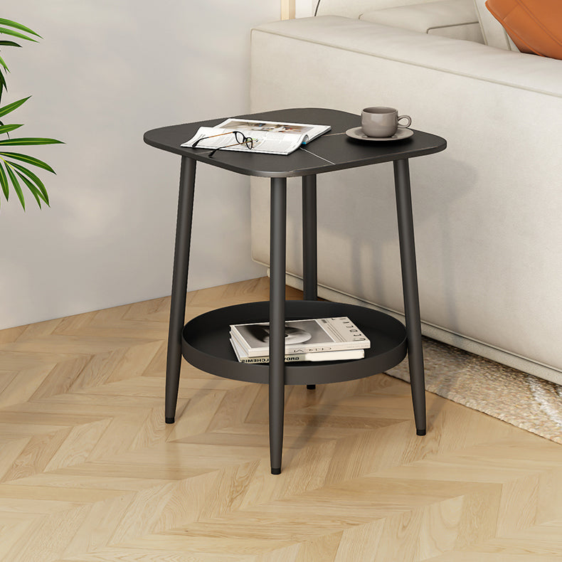 Lower Shelf Accent Table Nightstand Metal and Iron Bedside Cabinet Open Storage