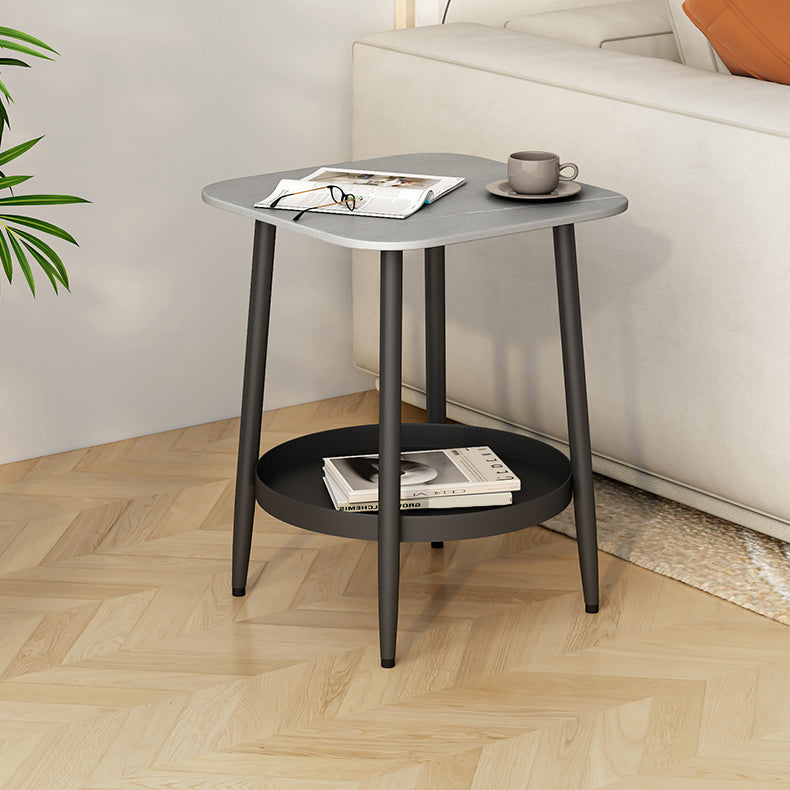 Lower Shelf Accent Table Nightstand Metal and Iron Bedside Cabinet Open Storage