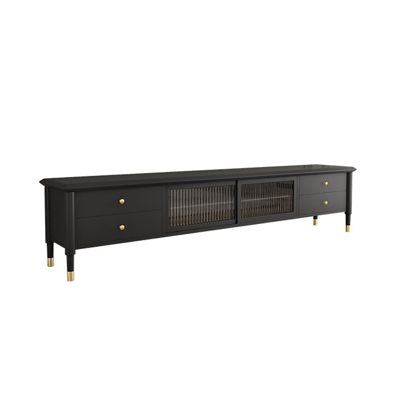 Modern TV Stand 4 Drawers TV Console with Cabinet- Black/White