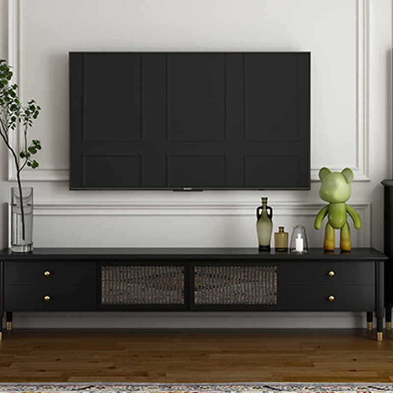 Modern TV Stand 4 Drawers TV Console with Cabinet- Black/White