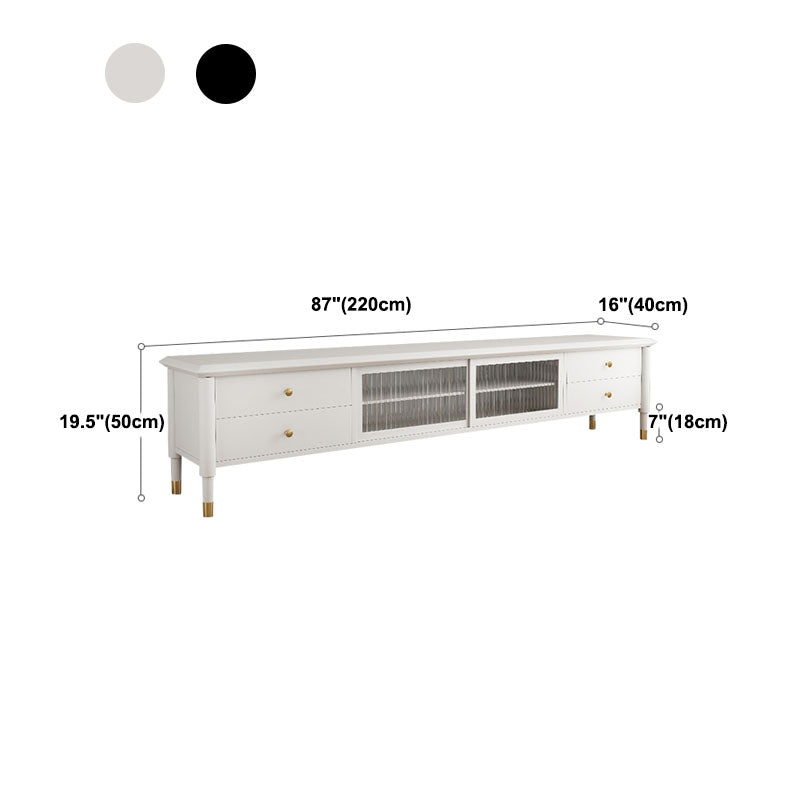 Modern TV Stand 4 Drawers TV Console with Cabinet- Black/White