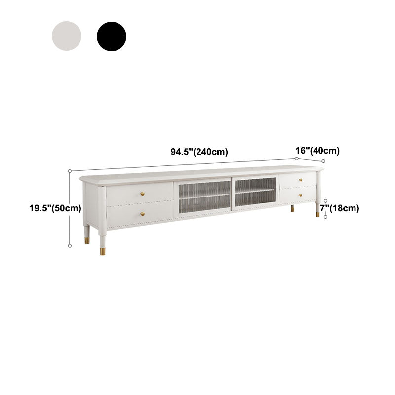 Modern TV Stand 4 Drawers TV Console with Cabinet- Black/White