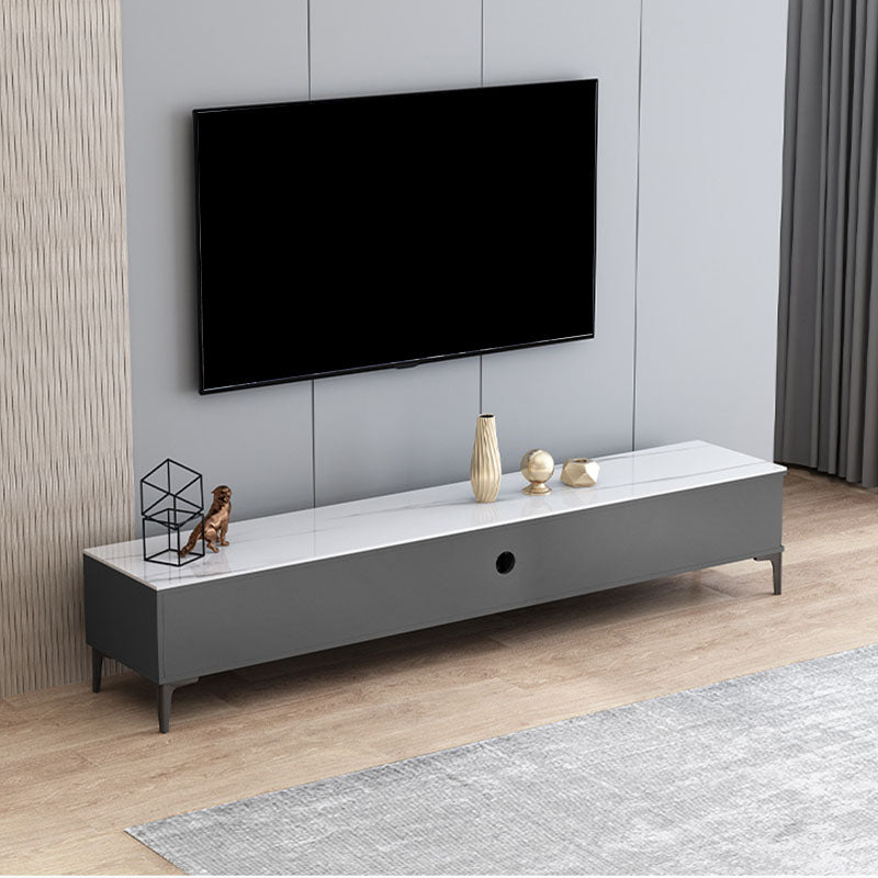 15.75-Inch High Modern TV Stand 2 Doors Open Storage TV Console