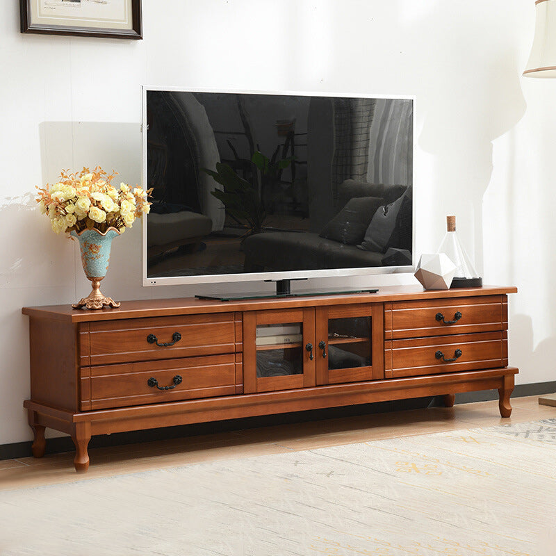 Traditional Solid Wood TV Stand 4-Drawer 19.7" H TV Console with Cabinet