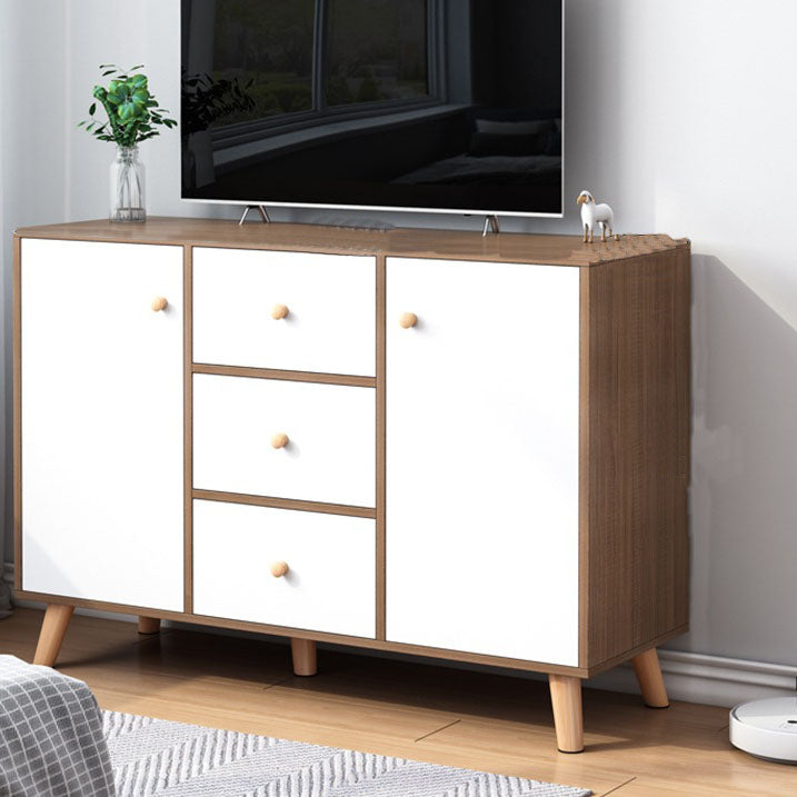 Contemporary TV Stand Console Wooden TV Stand with Drawers and Doors , 12" D X 31.5" H