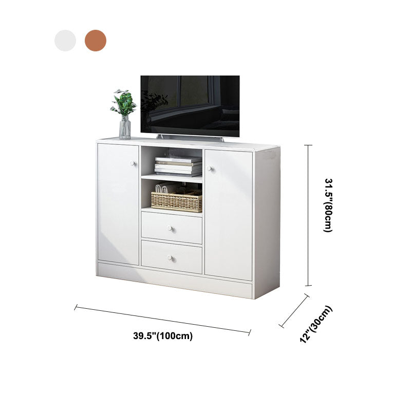 Contemporary TV Stand Console Wooden TV Stand with Drawers and Doors , 12" D X 31.5" H