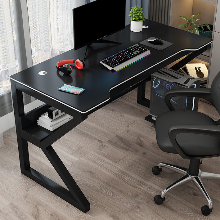 Contemporary Office Desk Rectangular Gaming Desk with Metal Legs