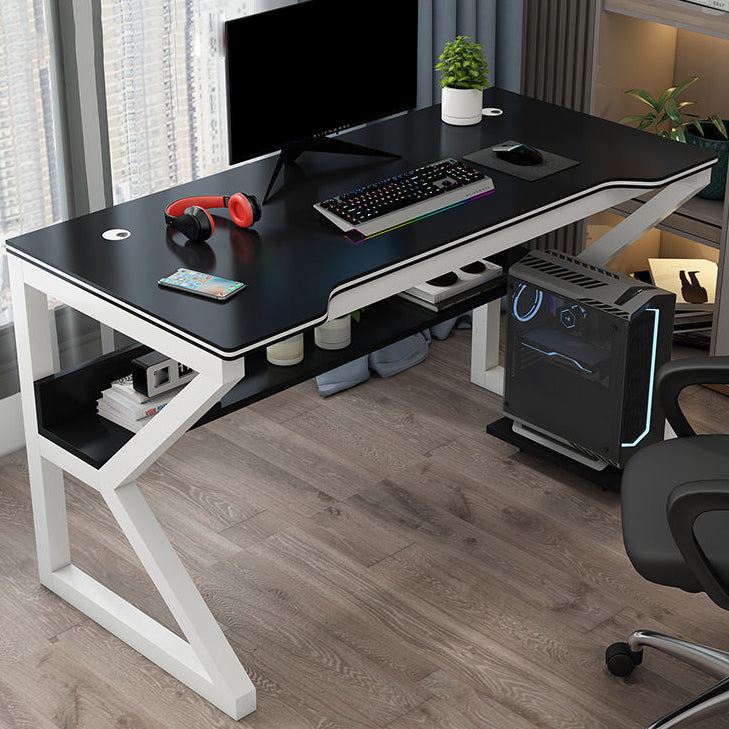 Contemporary Office Desk Rectangular Gaming Desk with Metal Legs