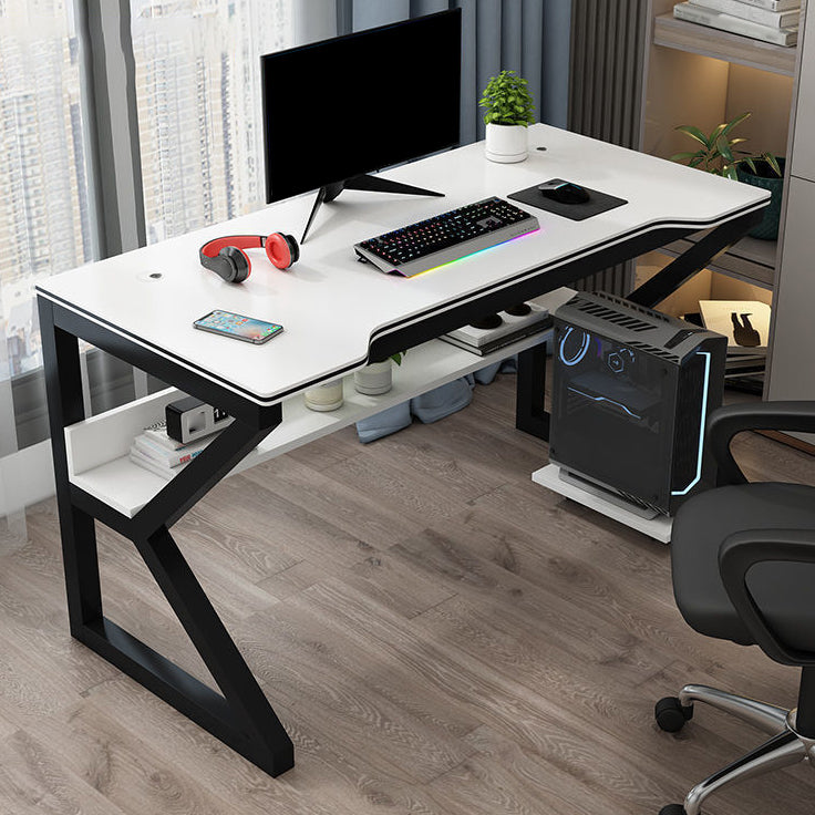 Contemporary Office Desk Rectangular Gaming Desk with Metal Legs