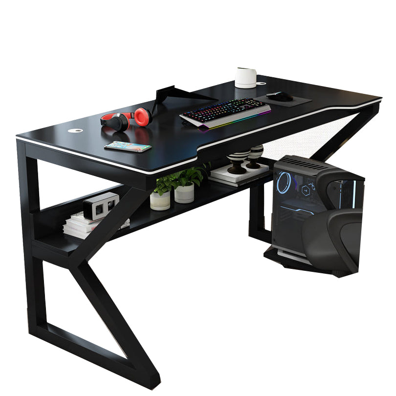 Contemporary Office Desk Rectangular Gaming Desk with Metal Legs