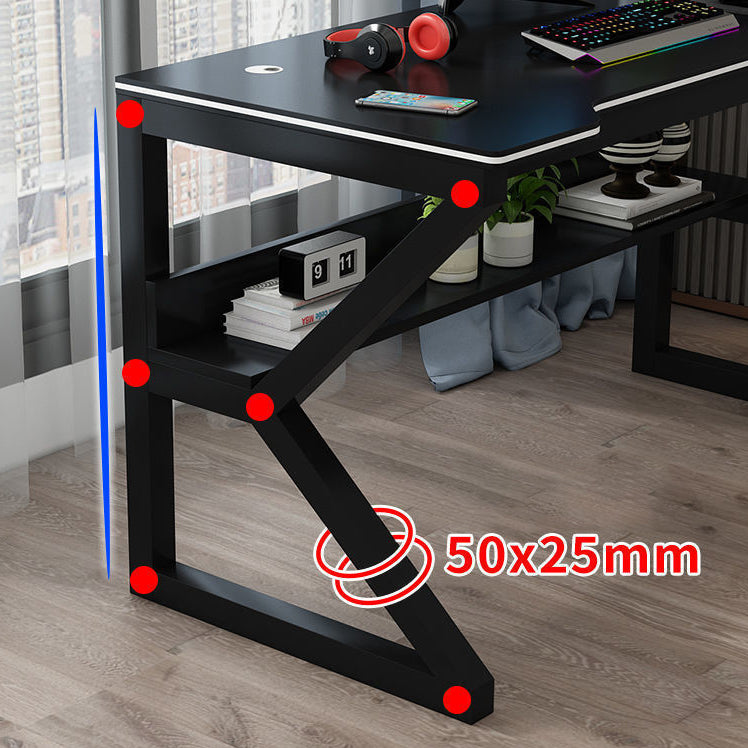 Contemporary Office Desk Rectangular Gaming Desk with Metal Legs