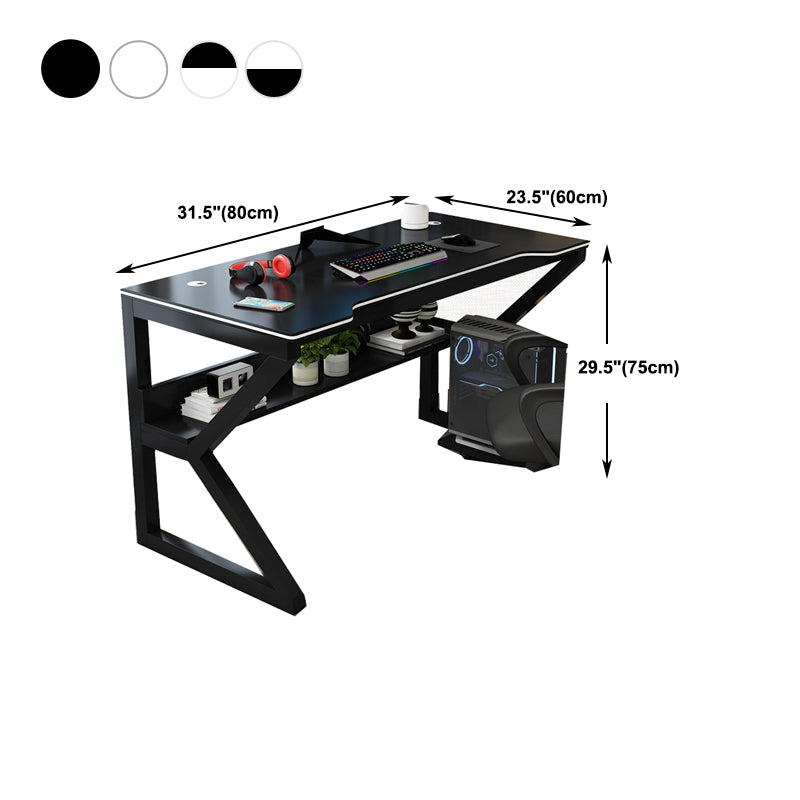 Contemporary Office Desk Rectangular Gaming Desk with Metal Legs